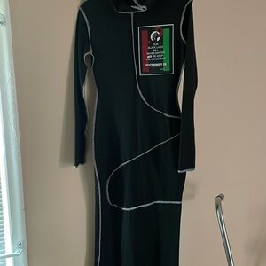 ♥️ NWT Size S Stretch Black Long Sleeve ✊🏾 Deuteronomy 28 Scripture Hooded Dress